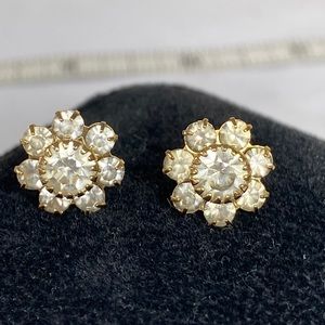 Dainty rhinestone flower earrings